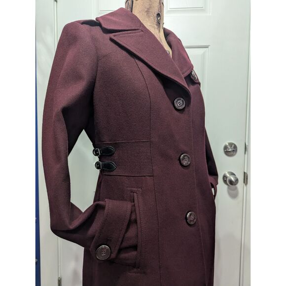 Kenneth Cole Women’s 10 Long Wool Dress Coat A-Line Fit & Flare Buckle Detail Me - Picture 5 of 16